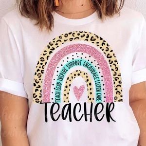 Handmade Boho Rainbow Teacher Shirt